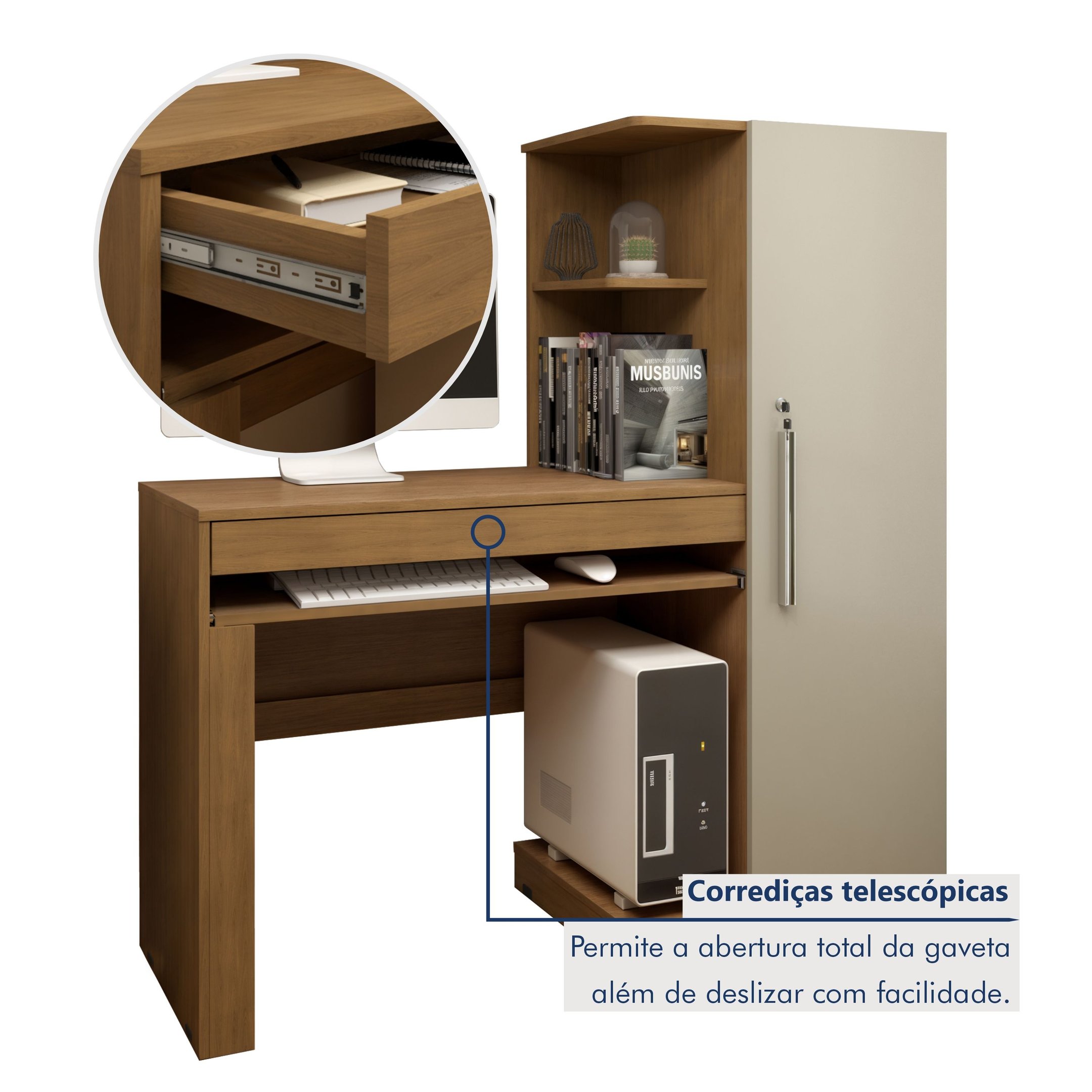 Mesa para Computador Escrivaninha com Armário Office - 8