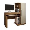 Ver imagem 3 de Mesa para Computador Escrivaninha com Armário Office 1 Gaveta 130cm Cinamomo e Off White Bege
