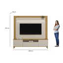 Ver imagem 2 de Estante P/ Sala até 70 Pol Munique C/ 3 Portas 2 Prateleiras e Led 190x200cm Tauari/off White Fosco