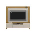Ver imagem 1 de Estante P/ Sala até 70 Pol Munique C/ 3 Portas 2 Prateleiras e Led 190x200cm Tauari/off White Fosco