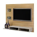 Ver imagem 3 de Painel para TV até 46 Polegadas MDF 145cmx120cm 2 Prateleiras Hades Marrom Cinamomo/Off White