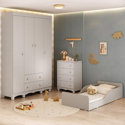 Quarto Infantil Completo com Minicama Montessoriana e Colchão Incluso Dengo Multimóveis MP4897 Off