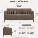 Ver imagem 4 de Sofá Living Nevada 3 Lugares 2,20m Veludo Café