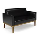 Ver imagem 7 de Conjunto Poltrona e Namoradeira Decorativa Isabella Pés Fixo em Madeira Castanho Pu Preto Brilho G19