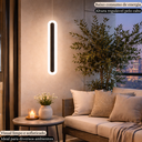 Ver imagem 4 de Luminária Teto Pendente 60cm Barra 24w Led 3 Cores Lustre Metálico Oval Gimpo Kjdd-l-015:preto