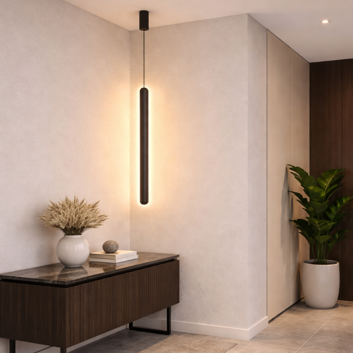 Ver imagem 6 de Luminária Teto Pendente 60cm Barra 24w Led 3 Cores Lustre Metálico Oval Gimpo Kjdd-l-015:preto