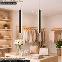 Ver imagem 3 de Luminária Teto Pendente 60cm Barra 24w Led 3 Cores Lustre Metálico Oval Gimpo Kjdd-l-015:preto