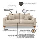 Ver imagem 7 de Sofá Living 2 Lugares 1,80m Livia Bouclê Pés de Madeira - Pallazio Cor Dourado