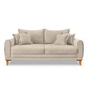 Ver imagem 3 de Sofá Living 2 Lugares 1,80m Livia Bouclê Pés de Madeira - Pallazio Cor Dourado