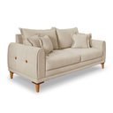 Ver imagem 1 de Sofá Living 2 Lugares 1,80m Livia Bouclê Pés de Madeira - Pallazio Cor Dourado