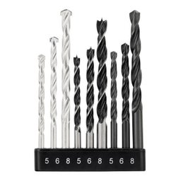 Jogo 9 Brocas Furadeira Para Metal Madeira Alvenaria 5 6 8 - 1
