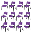 Ver imagem 2 de Kit 12 Cadeiras Iso Fixa Empilhável Escola Igreja Salão:roxo