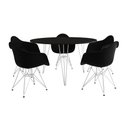 Ver imagem 6 de Mesa Jantar Redonda 110cm Preta Clips 3 Pés com 5 Poltronas Pretas Ferro Branco - Cor: Preto