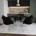 Ver imagem 1 de Mesa Jantar Redonda 110cm Preta Clips 3 Pés com 5 Poltronas Pretas Ferro Branco - Cor: Preto