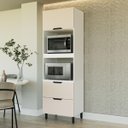 Ver imagem 1 de Armário Torre Quente Meena 70x224,5cm com 2 Portas e Gaveta Branco/Creme 250017