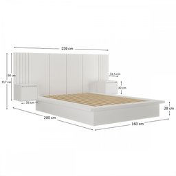 Cama Casal com Mesa de Cabeceira Branco 8292 - Foscarini - 4 Cama Casal com Mesa de Cabeceira Branco 8292 - Foscarini - 4