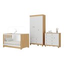 Ver imagem 1 de Quarto de Bebê Completo com Berço Americano 3 em 1 Dengo Multimóveis Mp4592 Madeirado/branco