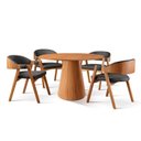 Ver imagem 3 de Conjunto Sala de Jantar Mesa Cone Amadeirada 4 Cadeiras Gaia