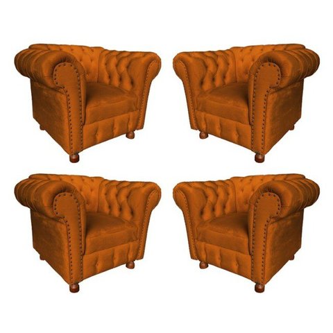 Kit 4 Poltronas Chesterfield Luiz Xv - Suede Terracota / Decoração, recepção , barbearia, sala tv es