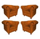 Ver imagem 1 de Kit 4 Poltronas Chesterfield Luiz Xv - Suede Terracota / Decoração, recepção , barbearia, sala tv es
