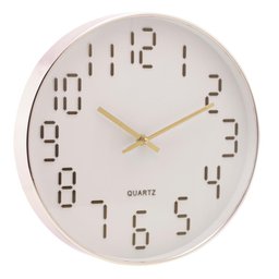 Relógio Parede Em Plástico Quartz Branco C/ Dourado 30,5X4Cm - 1