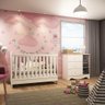 Quarto de Bebê com Cômoda 3 Gavetas 1 Porta e Berço Americano 3 em 1 Ben Branco Brilho Branco - 2