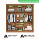 Ver imagem 7 de Guarda Roupa 6 Portas 2 Gavetas Mdp Espelho Cinamomo e Off