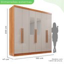Ver mais imagens de Guarda Roupa 6 Portas 2 Gavetas Mdp Espelho Cinamomo e Off