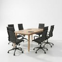 Ver imagem 2 de Kit 7 Peças com Mesa de Reunião e 6 Cadeiras de Escritório Esteirinha Sevilha Espresso Móveis Marrom/Freijo/Preto