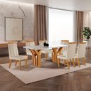Ver imagem 1 de Conjunto de Jantar Mesa Miami Tampo MDF e Vidro com 6 Cadeiras Florença Yescasa Bege/Castanho Cinamomo/Creme/Off White