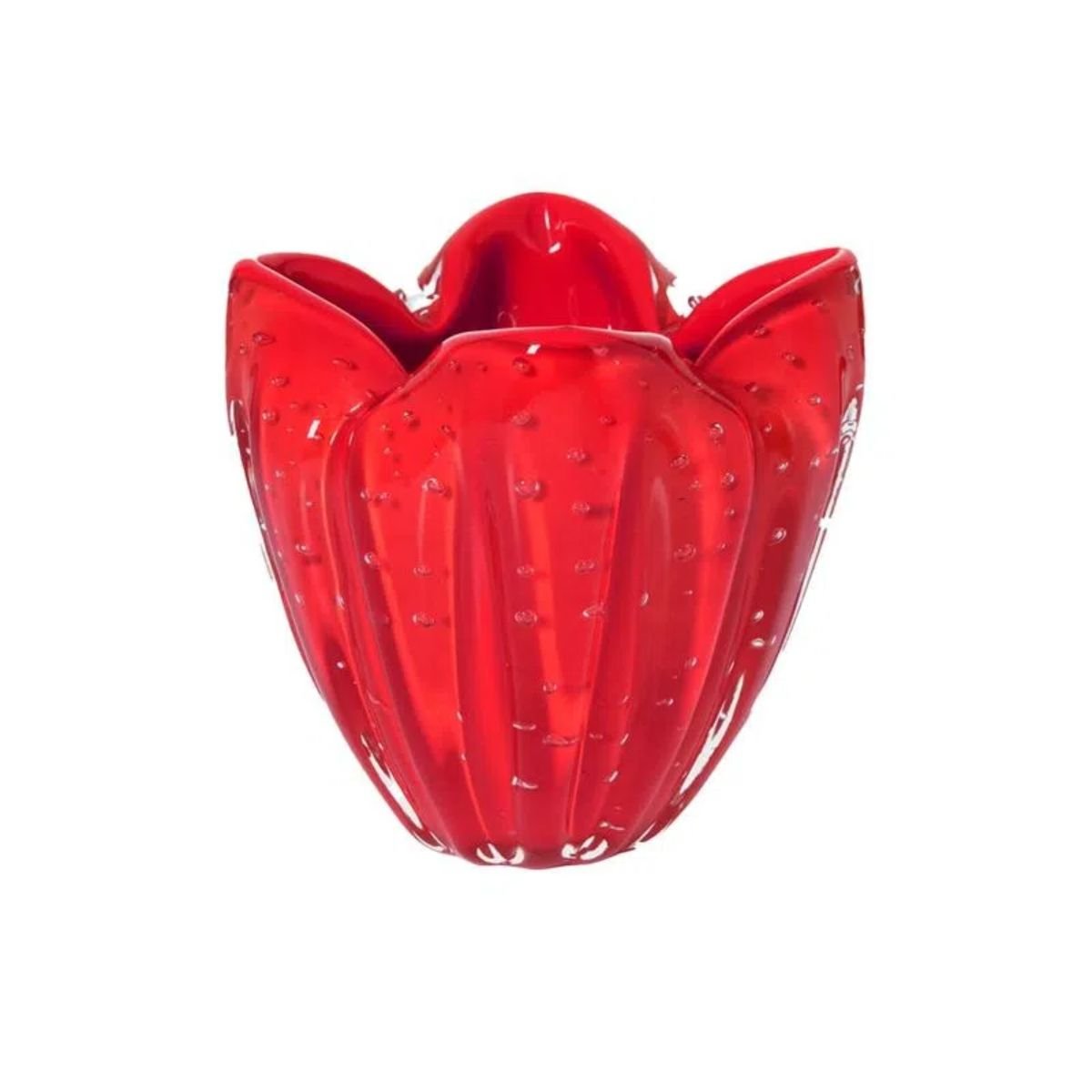 Cachepot/ Vaso Cristal Murano Charming Vermelho Intenso - 2