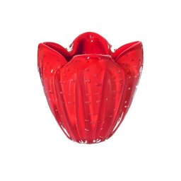Cachepot/ Vaso Cristal Murano Charming Vermelho Intenso - 2