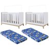 Kit Gemeos 02 Berços Mini Cama Favo de Mel Com Colchões Branco Completa Móveis - 1