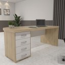 Ver imagem 2 de Mesa para Escritório 4 Gavetas Lado Esquerdo Carvalho/branco