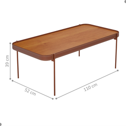 Mesa Centro Retangular para Sala Seul Nature Cobre - 2