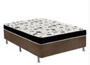 Ver imagem 1 de Cama Box Casal Suede Marrom + Colchão Casal Suede Preto Orto Molas Ensacada 138x188x55