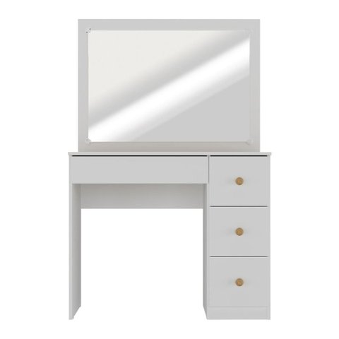 Penteadeira Camarim com Espelho e 4 Gavetas Isis Multimóveis MP6101 Branco/Madeirado