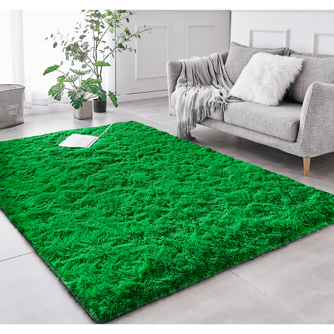 Tapete Pelo Alto Felpudo Peludo Macio Anti Derrapante Alérgico Verde 200 x 200 cm