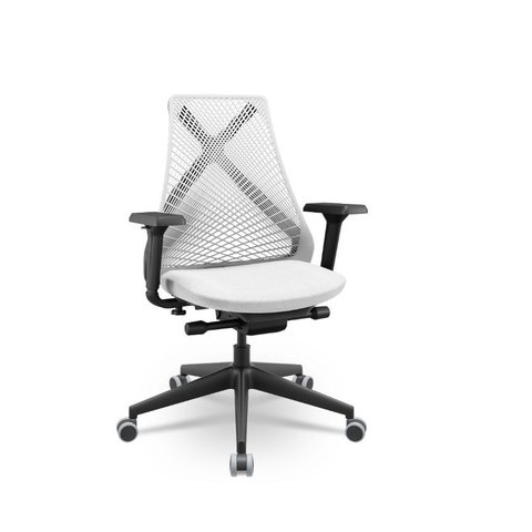 Cadeira Plaxmetal Bix X+ Base Italia Mecanismo Autocompensador Tela Branca Assento Branco T189