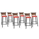 Ver imagem 1 de Kit 6 Bancos para Bancada Cozinha Gourmet Junco Cappuccino Balcão Ilha Banqueta 60cm Itagold