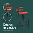Ver imagem 4 de Kit 6 Bancos para Bancada Cozinha Gourmet Junco Cappuccino Balcão Ilha Banqueta 60cm Itagold
