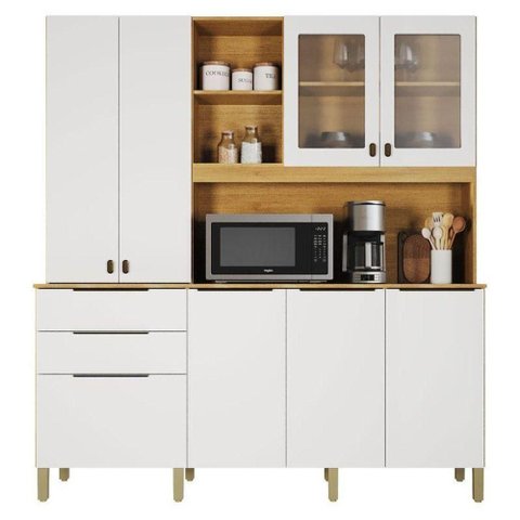 Armário de Cozinha Apolo 7 Portas 3 Gavetas MDF-MDP 180cm Off White Valdemóveis