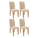 Ver imagem 1 de Kit 4 Cadeiras para Sala de Jantar Estofadas Tais Bege/Cinamomo/Nude