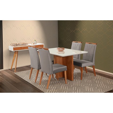 Mesa de jantar + 4 cadeiras Milão tampo 140 cm Olivaceus