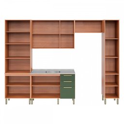 Cozinha Completa Sálvia 12 Portas 3 Gavetas Freijó/Verde 908426 - Telasul - 3