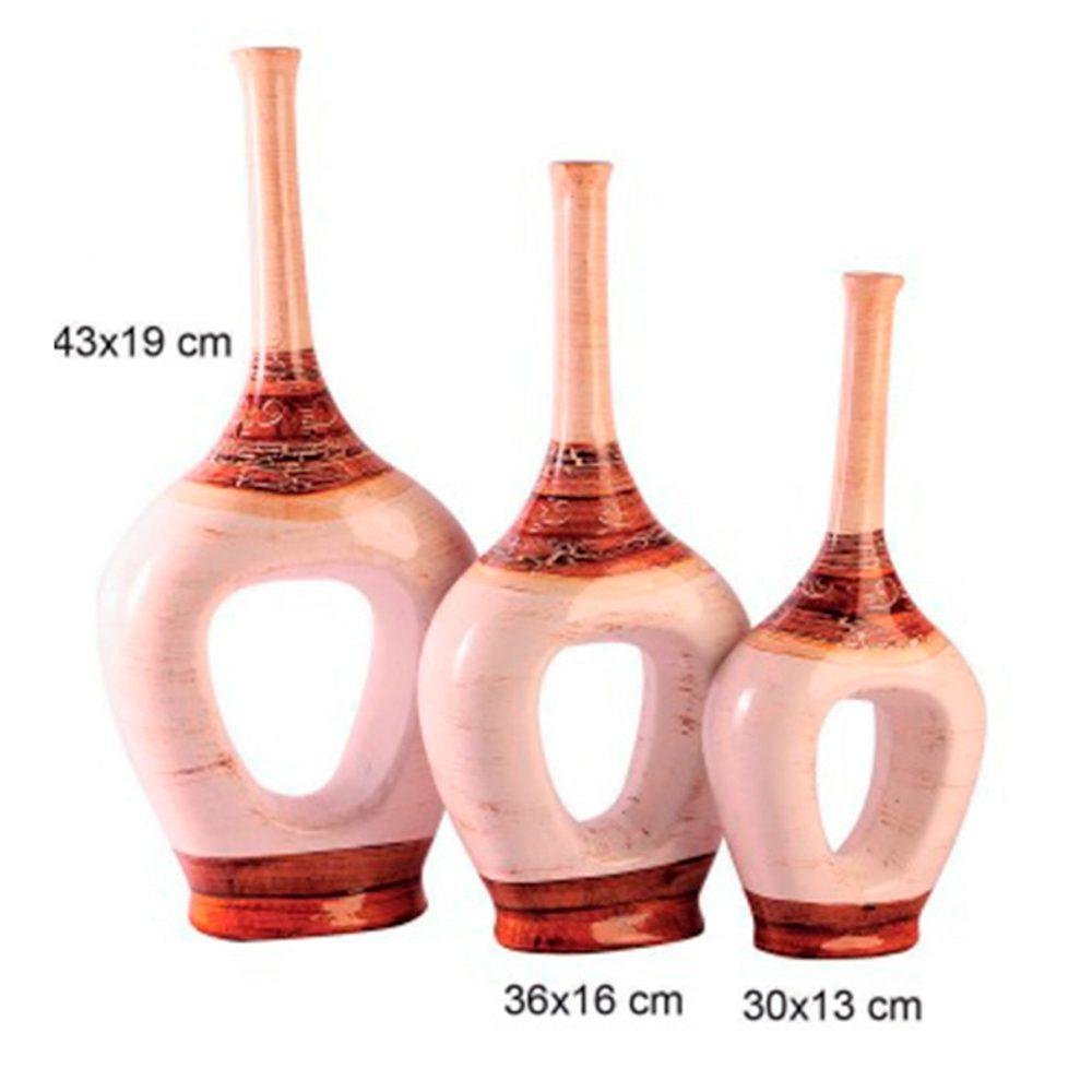 Trio Vasos Deluxe de Plantas Secas em Cerâmica Decor - Bege - 2