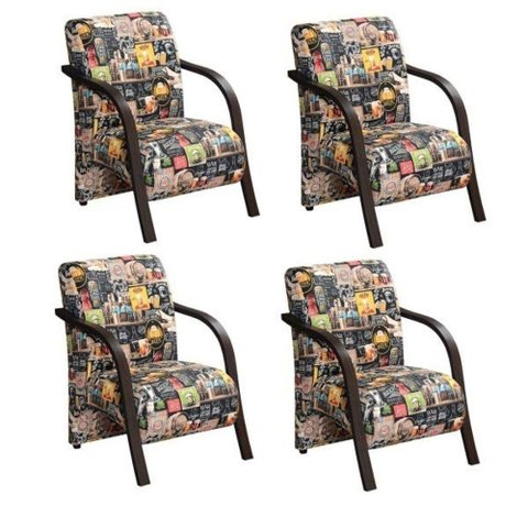 Kit 4 Poltronas 1 Lugar Vênus Pé Madeira D Salla Retro 107