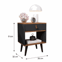 Ver imagem 5 de Kit 2 Mesas de Cabeceira Mesinha para Quarto 1 Gaveta Puxador em Couro Ravenna - Preto com Freijó