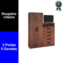 Ver imagem 3 de Guarda-roupa Armário Roupeiro Cômoda Quarto Solteiro Café