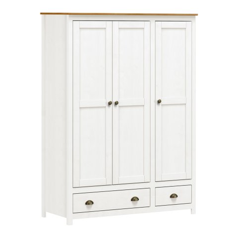 Guarda Roupa 3 Portas 2 Gavetas Topazio - Branco/carvalho